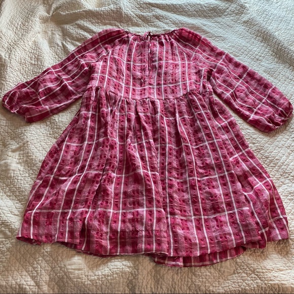Madewell Pink Plaid Shirred Babydoll Minidress - Picture 8 of 11